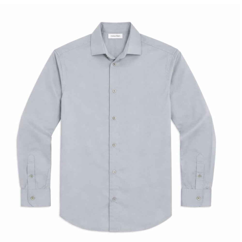 Calvin Klein Boys 10 Gray Dress Shirt Modern Fit Button Down Wedding Church